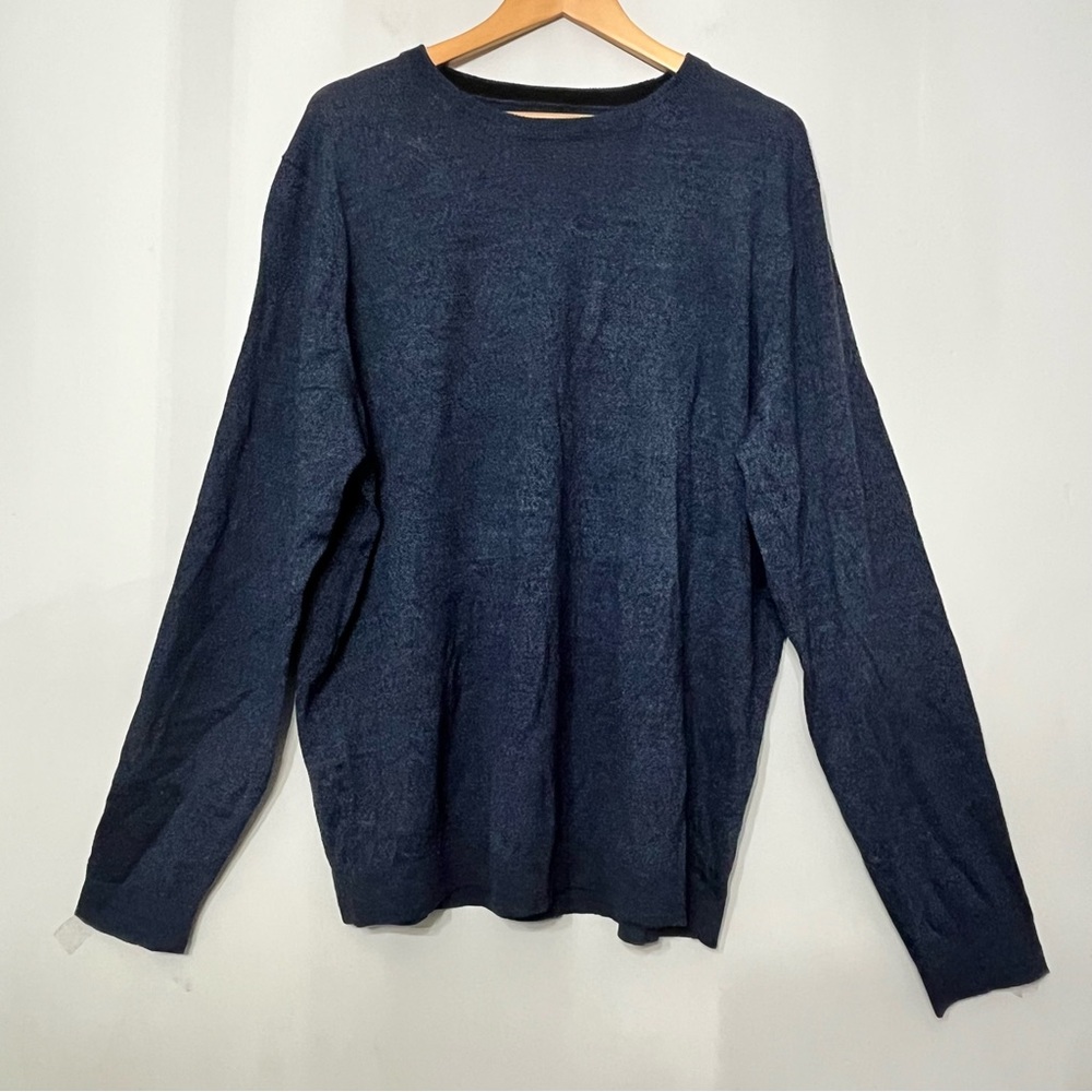 Apt 9 Sweater Merino Wool Blend Crew‎ Neck NWT Navy Blue Speck Men’s XXL